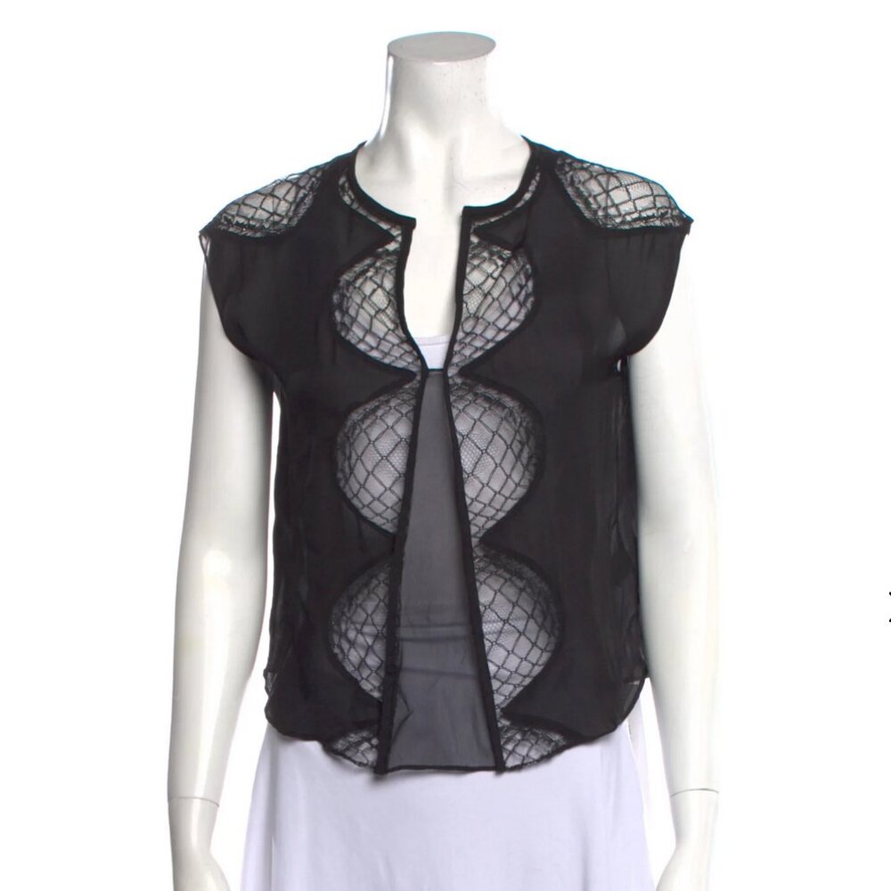 Diane von Furstenberg Sheer Silk V-Neck Blouse XS